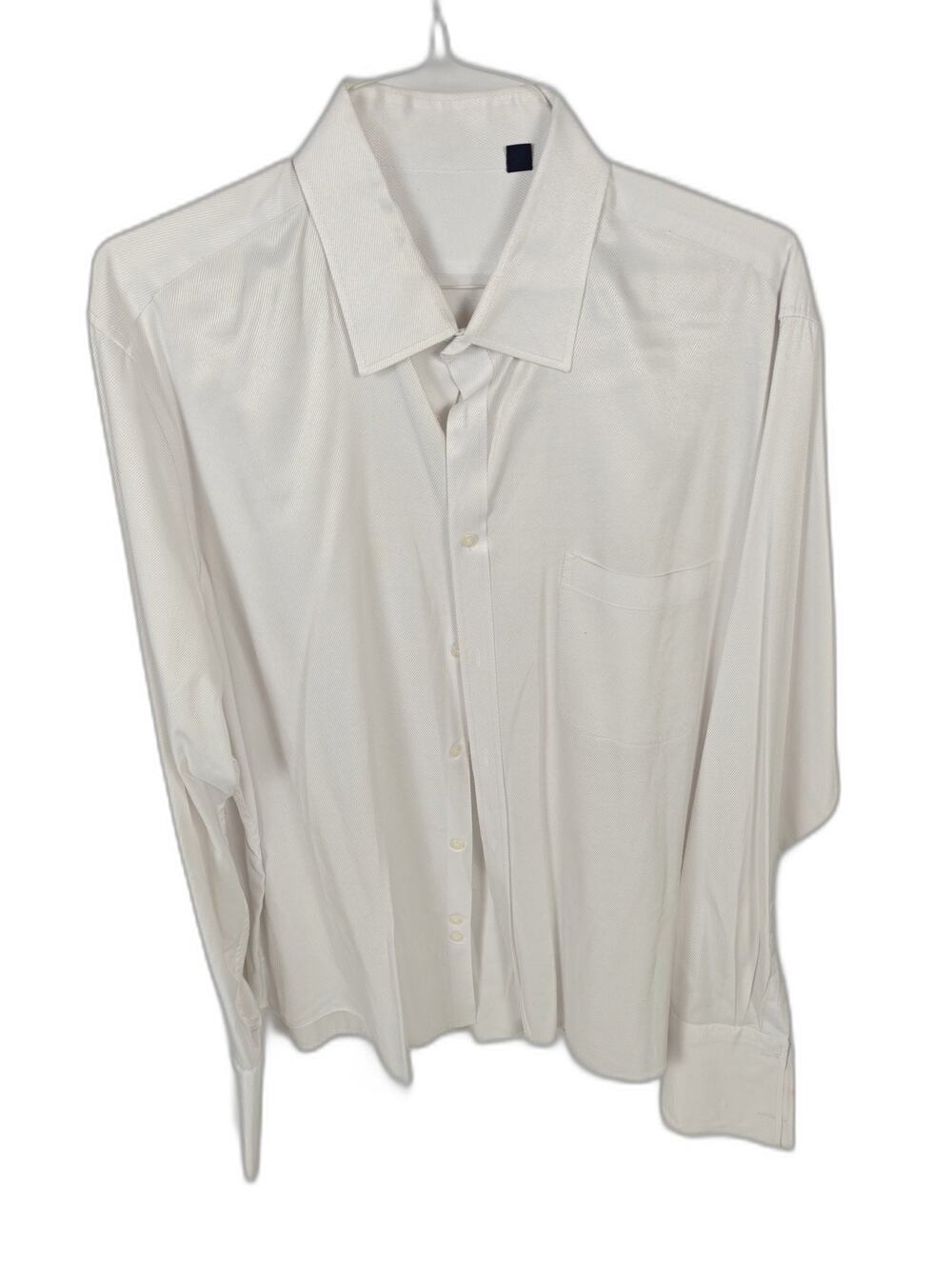 Unbranded Men's White French Cuff Dress Shirt 18.5 36/37 Herringbone